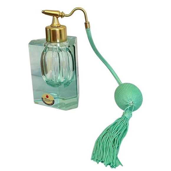 Moser Czechoslovakia Antique Art Deco Large Perfume Bottle Atomizer 1920s Blue - Picture 5 of 13